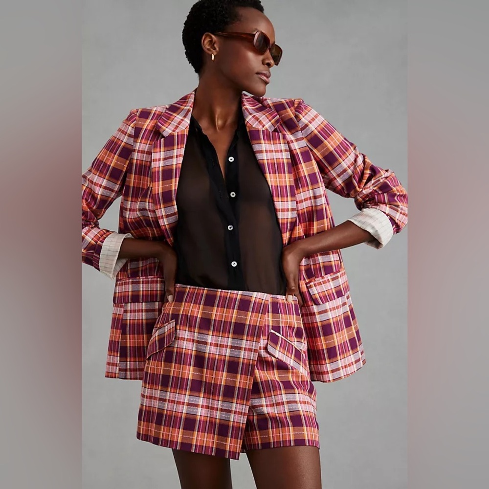 NWT Maeve Sunday plaid mini skort